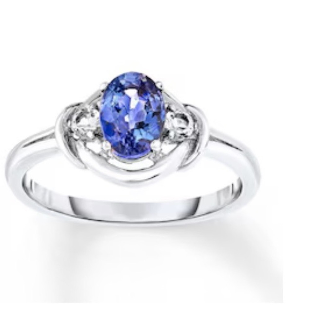 Tanzanite & White Topaz Ring In 9.25 Sterling Silver